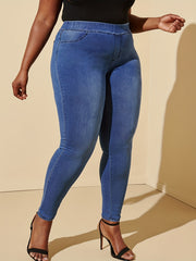 Elastic Waisted High Stretch Slimming Denim Pants