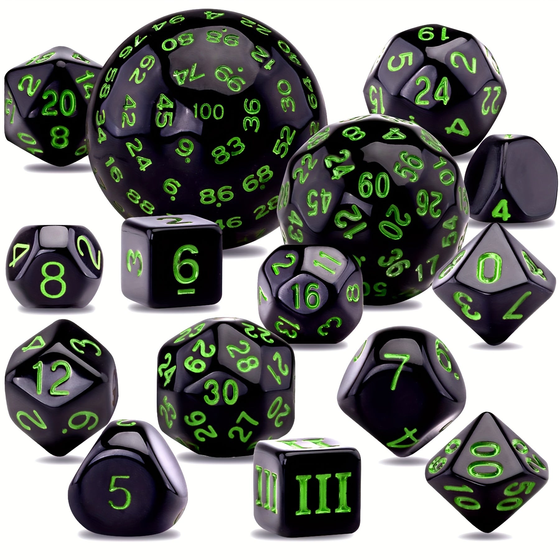 15pcs Polyhedral Dice Set With Flannelette Drawstring Storage Bag