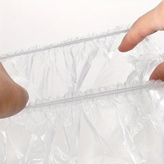 100pcs Disposable Shower Caps Waterproof Plastic Bath Caps for Women