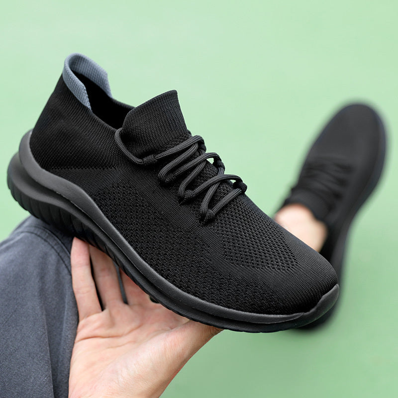 Men's Breathable Woven Sneakers - Comfortable Low Top Lace Up