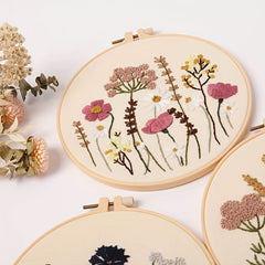 Embroidery Starter Kit For Adults - DIY Flowers Grass Pattern