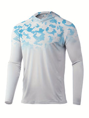 Men's Printed Hoodie Quick Drying Sun Protection Sports Top