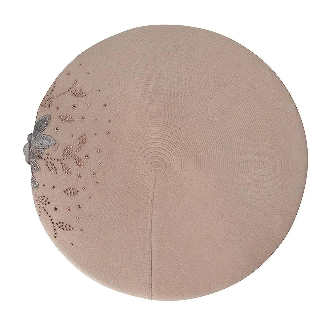 Flower Embroidery Beret Beige Lightweight Warm Berets Cap Women
