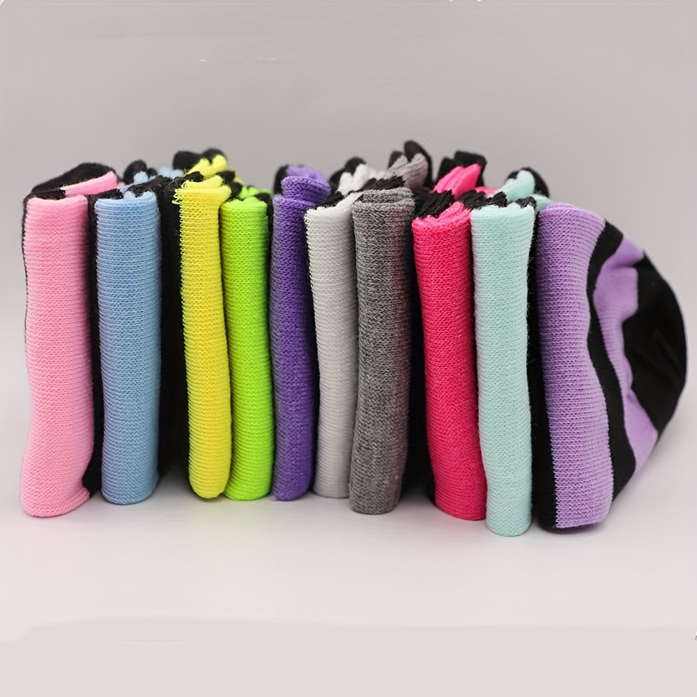 10 Pairs Striped Short Socks Low Cut Ankle Socks Women's Stockings