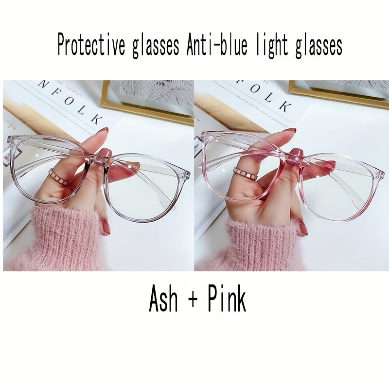 2Pairs Oversized Round Frame Gaming Glasses Women