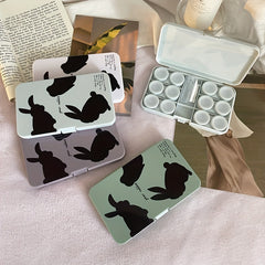 Portable Rabbit Lens Cases with Tweezers & Solution Bottle