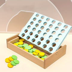 Wooden Connect 4 Classic Grid Row Game for 2 Players - Kids & Adults