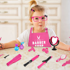 Girls' Hair Tool Playset Makeup Dress Up Toys Realistic Hair Dryer Brushes Sciss