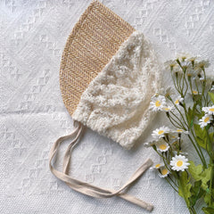 Flower Mesh Stitching Straw Cap Sun Protection Breathable Outdoor Traveling Cap