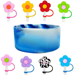 Tumbler Silicone Sleeve & Reusable Straws Set