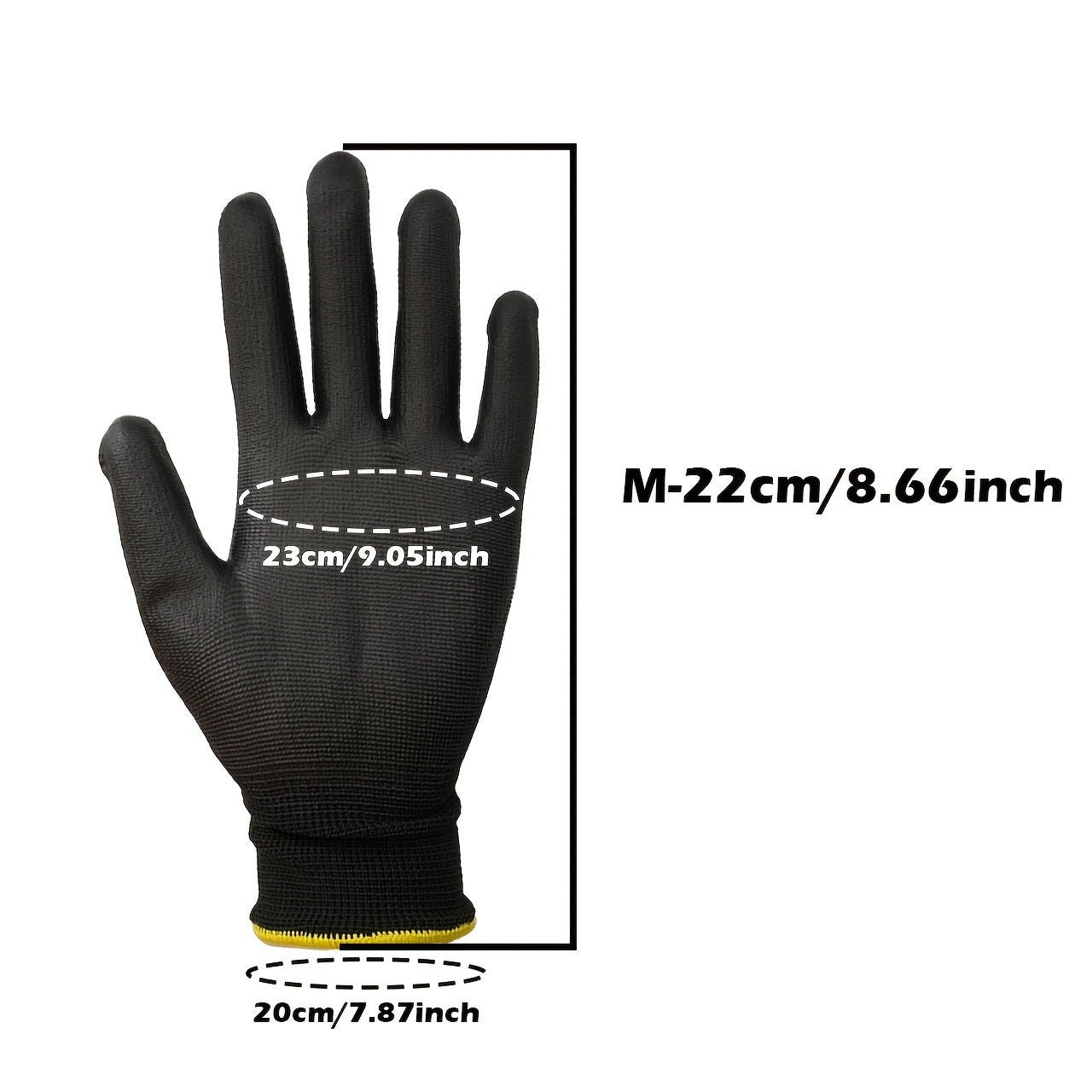 12pairs Nylon PU Full Palm Coated Work Gloves Picking Gardening