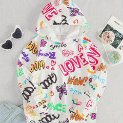 Girls Stylish Graffiti Graphic Hoodie Sweatshirt Pullover Tops