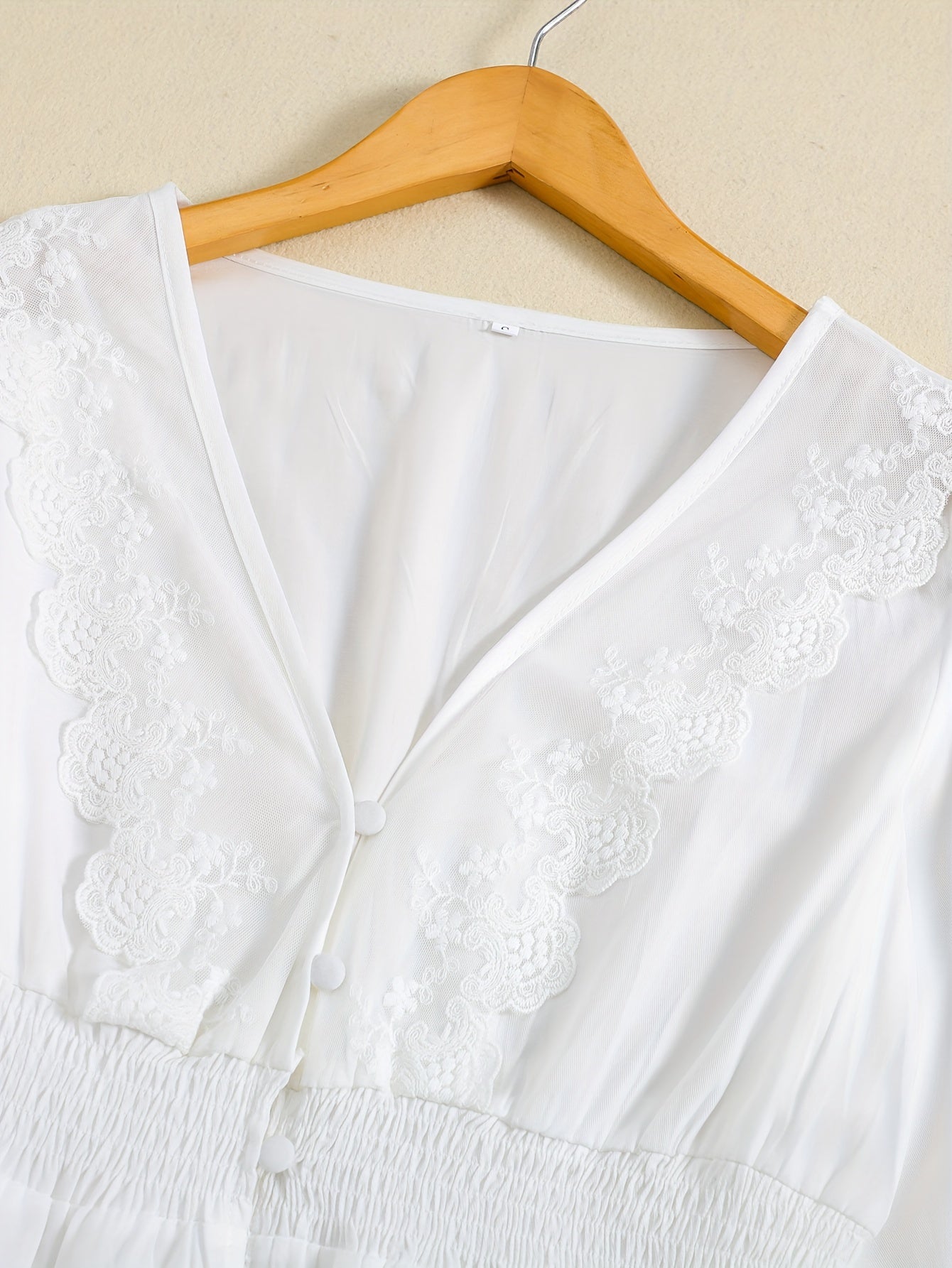 Lace Pajama Set Top & Elastic Waistband Pants Women's Sleepwear
