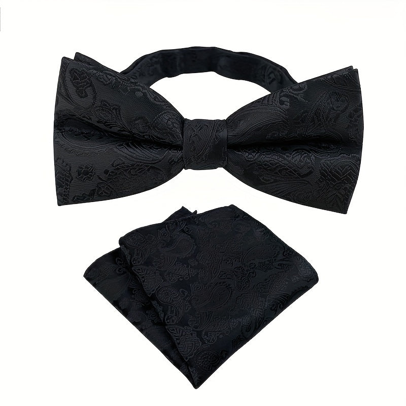 Paisley Bow Tie and Pocket Square Set for Groom Wedding