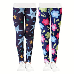 2pcs Girls Pattern Print Anti Mosquito Leggings Set