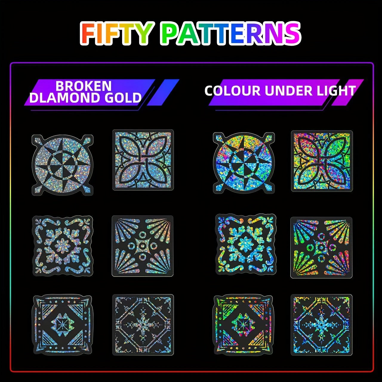 Bohmi Window Flower Laser Stickers - 50 Sheets