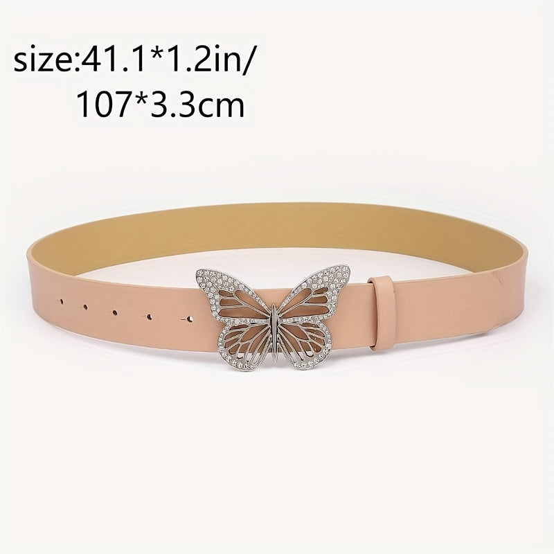 2pcs Butterfly Rhinestone Buckle Belt for Girls