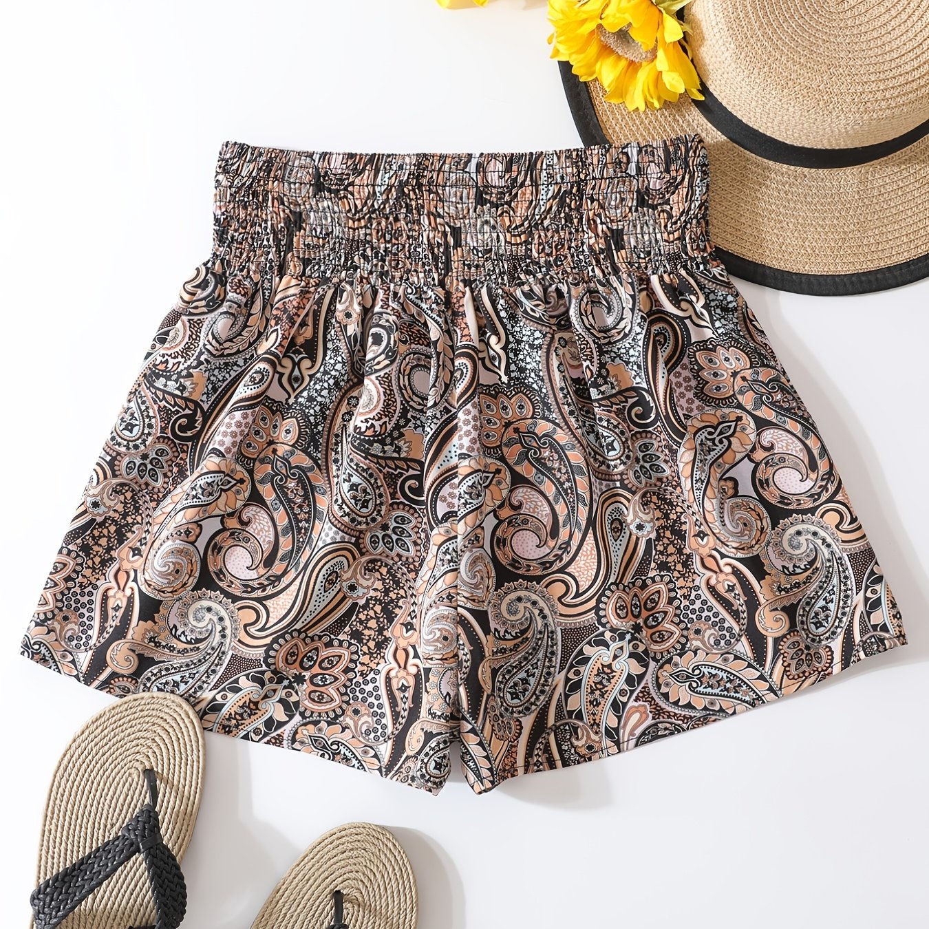 Boho Print High Waist Shorts Casual Women's Clothing