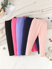 4pcs Girls' Skinny Leggings Set Stretch Ankle Length Kids Outfit