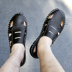 Men's Durable Slip-on Sandals with Stitch Detail