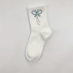 Butterfly Rhinestone Socks Crew Socks Women's Stockings