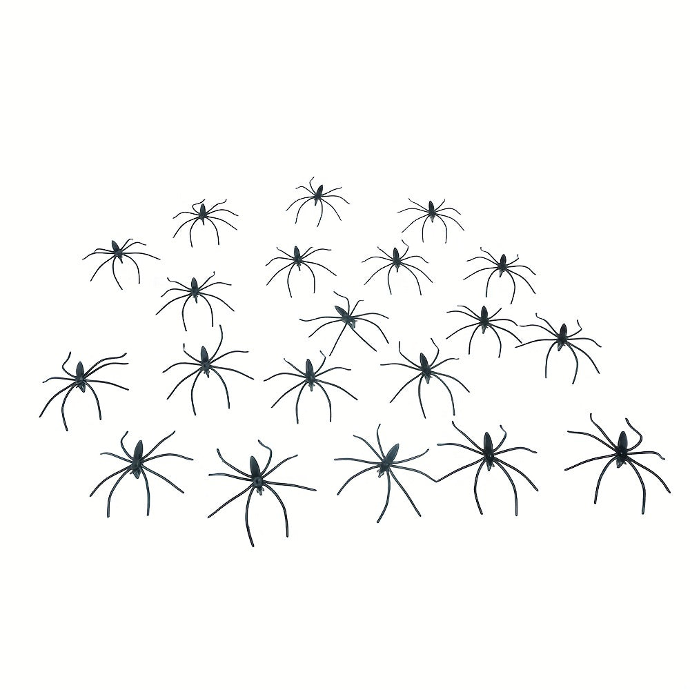 20 Spooky Plastic Spiders Halloween Decorations