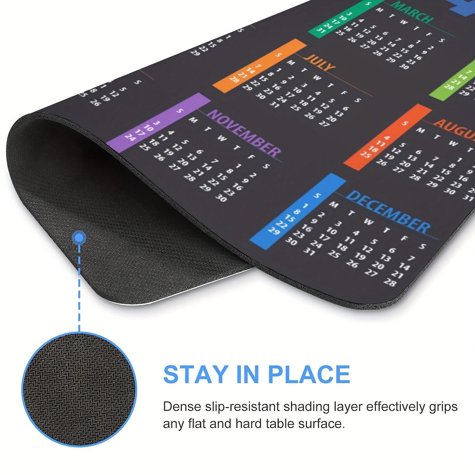 Calendar 05 Rectangular Anti Slip Rubber Mouse Pad 9.5 x 7.9 Inches