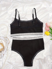Lace Trim Bra & Panties Lingerie Set