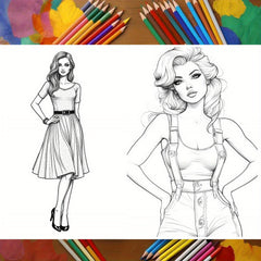 Girl Coloring Book for Creative Imagination and Anxiety Relief