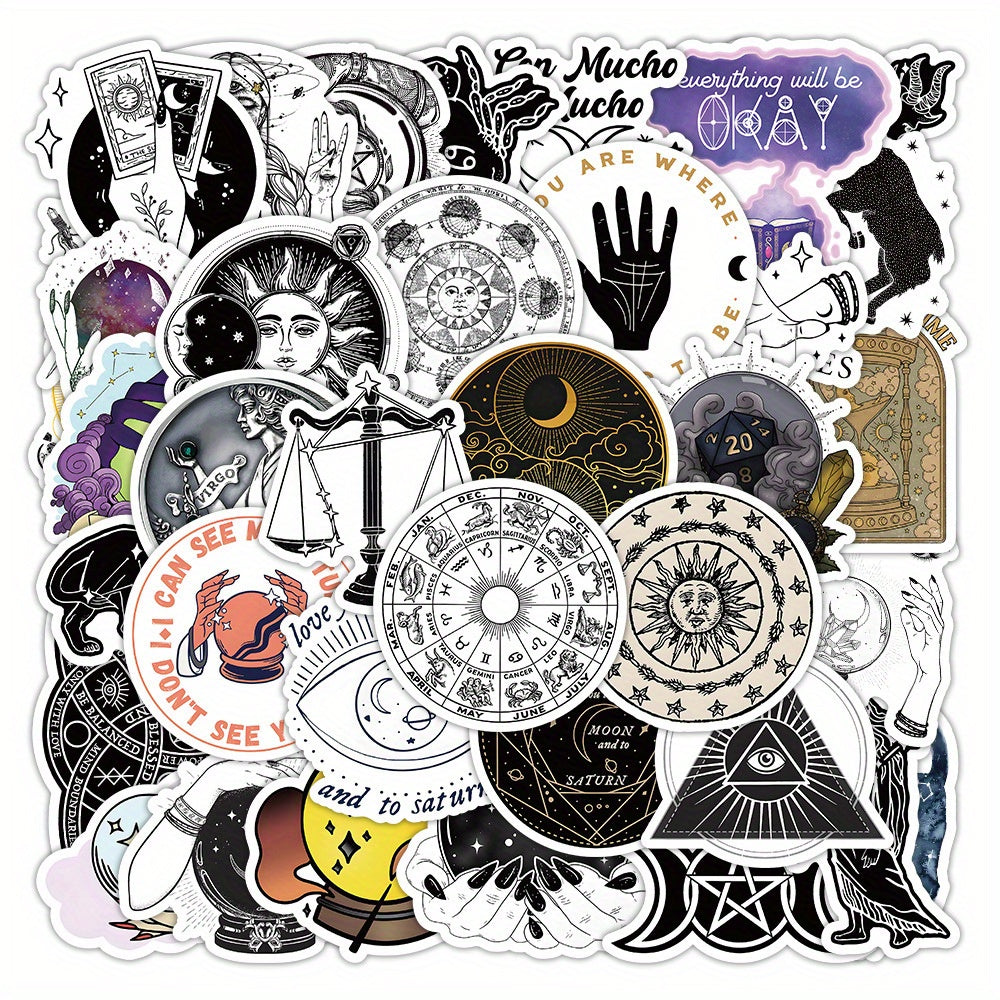 50Pcs Astrology Series Graffiti Stickers for Laptop Suitcase Skateboard DIY Deco