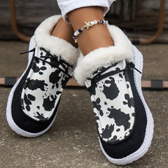 Dairy Cow Print Thickened Warm Sneakers Lightweight Non slip Shoes