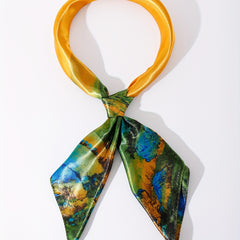 Chinese Landscape Scarf Gradient Bandana Satin Shawl Windproof Head Wrap