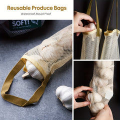 Reusable Mesh Storage Bag for Fruits Veggies Garlic Onions