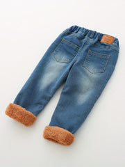 Boys Elastic Waist Denim Pants with Pocket