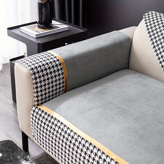 Short Plush Sofa Slipcover Modern Non slip Sofa Cover