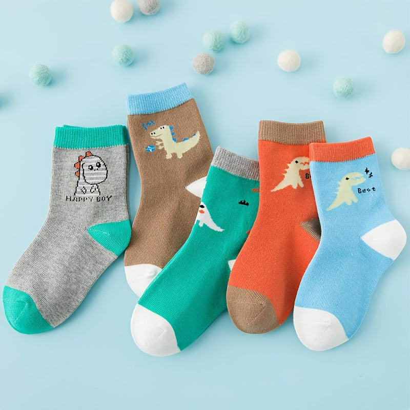 Boy's Cartoon Striped Crew Socks Breathable Casual Style Unisex Socks