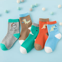 Boy's Cartoon Striped Crew Socks Breathable Casual Style Unisex Socks