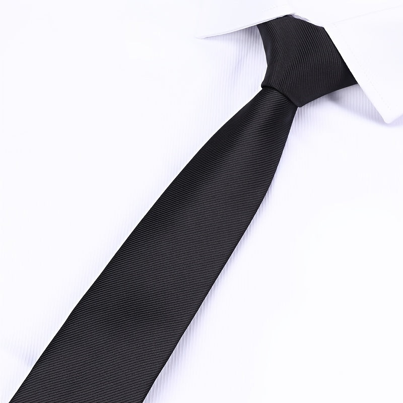 Solid Pre tied Tie Casual Dress Shirt Zipper Type Tie For Work