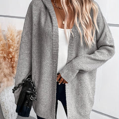 Hooded Cardigan Batwing Sleeve Mid Length Women's Casual Cardigan