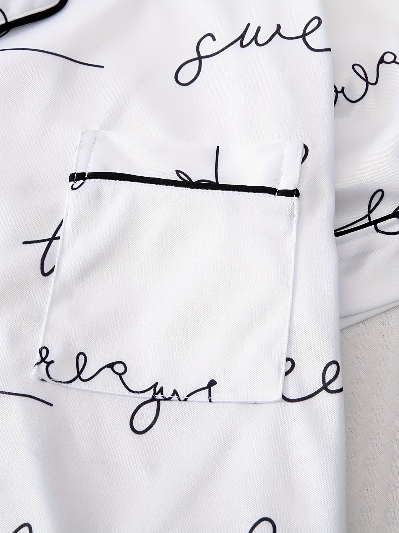 Letter Print Pajama Set Short Sleeve Top & Shorts Women's Sleepwear