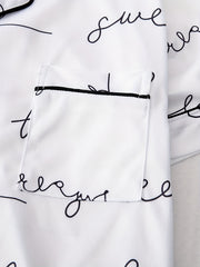 Letter Print Pajama Set Short Sleeve Top & Shorts Women's Sleepwear