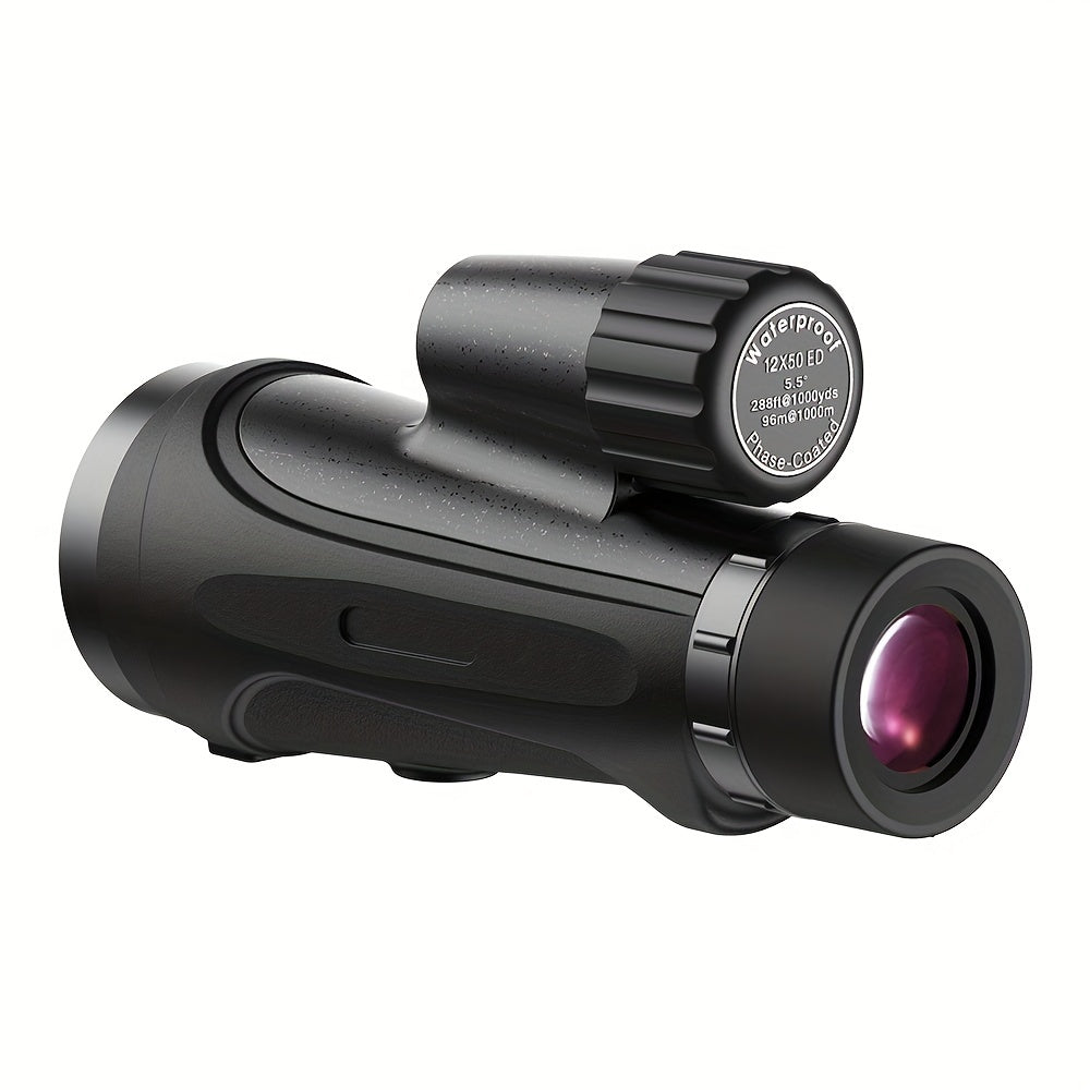 12x50 Waterproof ED Monocular Telescope - Zoom Capable, Lightweight Handheld