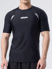 Men's Nylon Swimwear Short Sleeve T-shirt Sun Protection