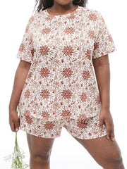 Floral Print Tee & Shorts Pajama Set
