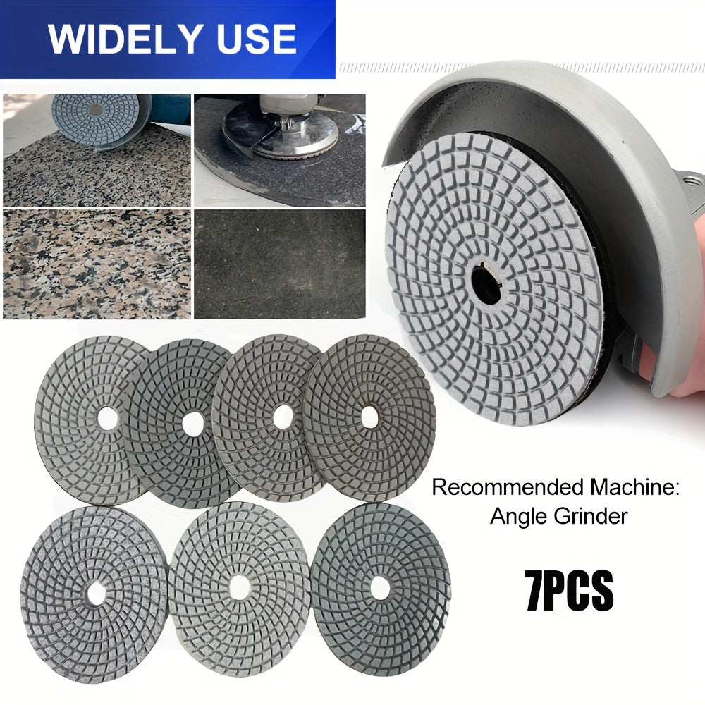 7pcs 4 Diamond Wet Polishing Pads Resin Bond Sanding Disc Granite Marble