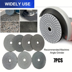 7pcs 4 Diamond Wet Polishing Pads Resin Bond Sanding Disc Granite Marble