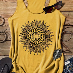 Floral Tank Top Sleeveless Summer Casual Crew Neck Women's Clothing