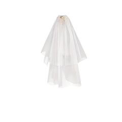 Tulle Bride's Veil with Golden Floral Hair Comb