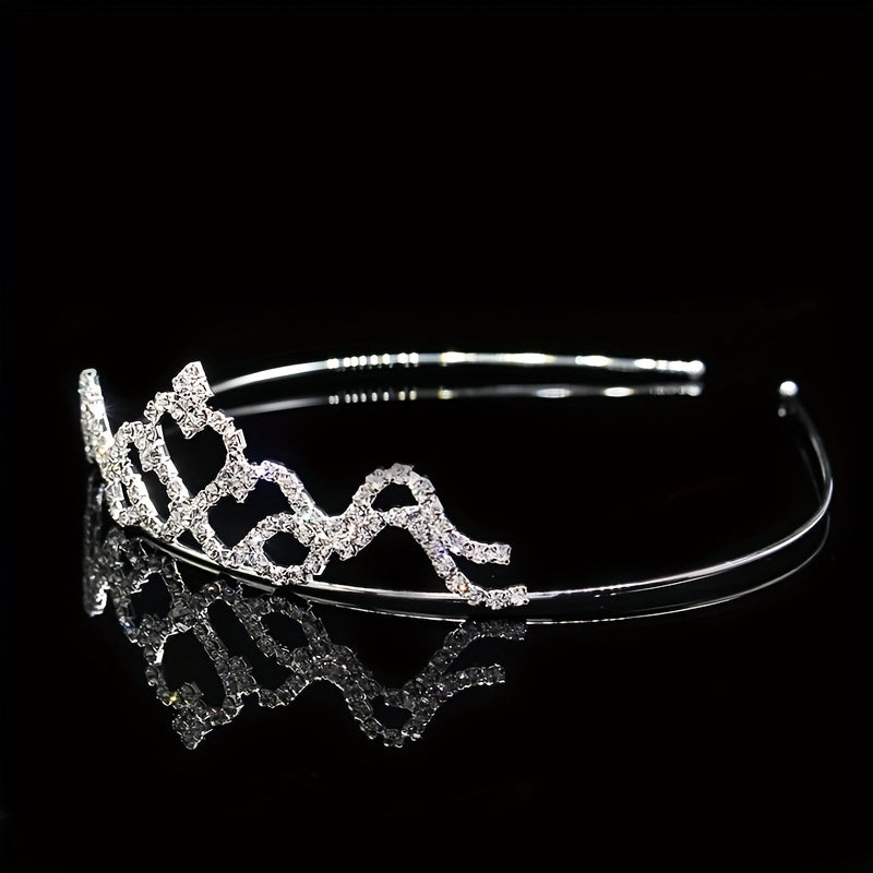 Rhinestone Headband Queen Crown Tiara Wedding Hair Accessory