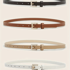 4pcs Girls PU Leather Belt w/ Faux Pearl Buckle for Jeans